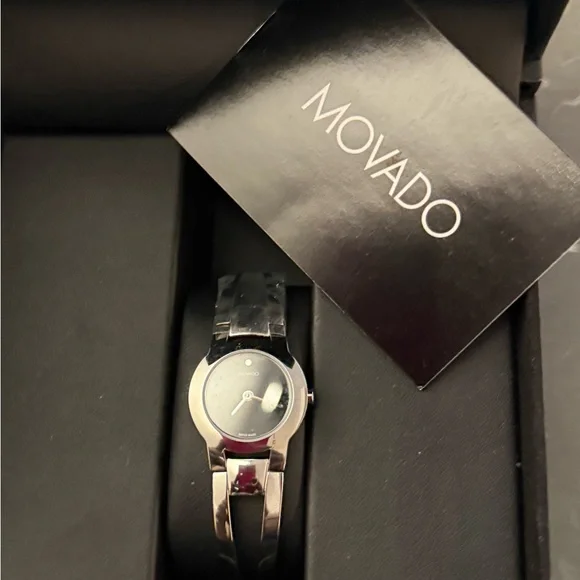 Movado Black and Silver Stainless Steel Watch - Picture 3 of 4